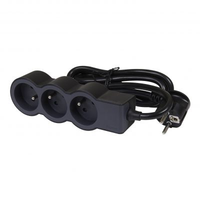 Przedłużacz Standard 3-Gniazdowy Z/U Z Przewodem 3Mb 3x1.5Mm2 Czarny/Grafitowy Helmo 049489 LEGRAND (049489)