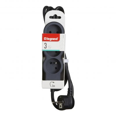 Przedłużacz Standard 3-Gniazdowy Z/U Z Przewodem 3Mb 3x1.5Mm2 Czarny/Grafitowy Helmo 049489 LEGRAND (049489)