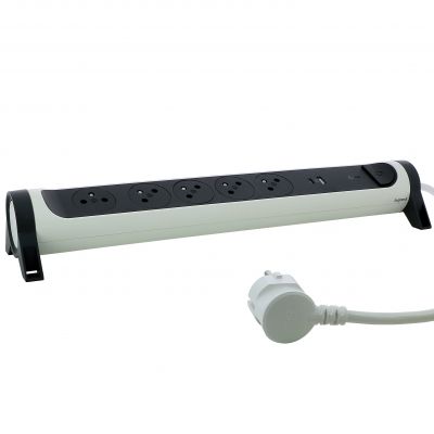 Przedłużacz Premium Obrotowy 5-Gniazdowy Z/U Usb A+C Z Ogranicznikiem Przepięć Z Przewodem 1,5Mb 3x1.0Mm2 Biały/Grafitowy Helmo 049421 LEGRAND (049421)