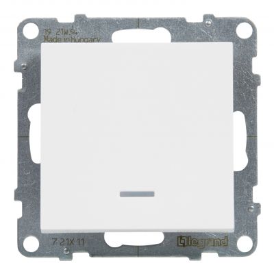 Suno Łącznik Pojedynczy Jednobiegunowy Podświetlany - 10 Ax - 250V - Zaciski Automatyczne Biały 721111 LEGRAND (721111)