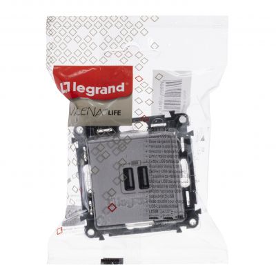 Valena Life Ładowarka Z Gniazdem 2Xusb Biała 753112 LEGRAND (753112)
