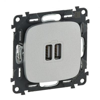 Valena Allure Gniazdo Ładowania Usb Podwójne Aluminium 754997 LEGRAND (754997)