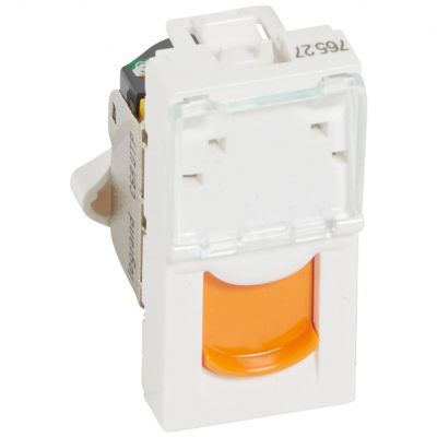 M45: 1M 1Xrj45 Kat. 6A Utp Białe Z Pomarańczową Klapką 076527 LEGRAND (076527)