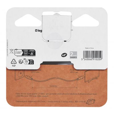 Kabel Tv Z 1 Wtykiem Męskim Ø9,52 Mm I 1 Wtykiem Żeńskim Ø9,52 Mm Długość 5 M 091025 LEGRAND (091025)