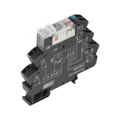 WEIDMULLER TRZ 5VDC 2CO AU Moduł przekaźnikowy, 5 V DC ±20 %, Zielona dioda LED, Dioda zwrotna, Zabezpieczenie przez pomieszaniem biegunów, 2 zestyk przełączny (AgNi platerowane 1123830000 /10szt./ (1123830000)