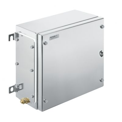 WEIDMULLER KTB MH 262615 S4E2 Metalowa obudowa iskrobezpieczna, 260 x 260 x 150 mm, element polerowany elektrolitycznie, Płytka kołnierzowa: Tak, na dole, u góry, 4 zawiasy i wkręt 1194620000 /1szt./ (1194620000)
