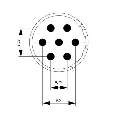 WEIDMULLER SAI-M23-BE-7-F Wkład styku (złącze okrągłe), gniazdo lutownicze, kielich lutowniczy, Połączenie lutowane, M23, Liczba biegunów: 7, kodowanie: brak 1224080000 /1szt./ (1224080000)