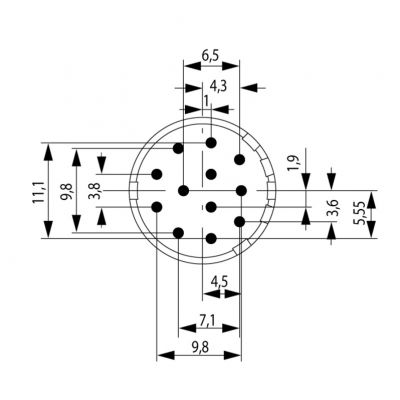 WEIDMULLER SAI-M23-BE-12-F Wkład styku (złącze okrągłe), gniazdo lutownicze, kielich lutowniczy, Połączenie lutowane, M23, Liczba biegunów: 12, kodowanie: brak 1224150000 /1szt./ (1224150000)