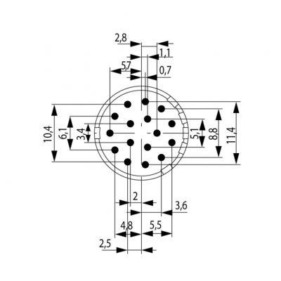 WEIDMULLER SAI-M23-BE-16-F Wkład styku (złącze okrągłe), gniazdo lutownicze, kielich lutowniczy, Połączenie lutowane, M23, Liczba biegunów: 16, kodowanie: brak 1224250000 /1szt./ (1224250000)