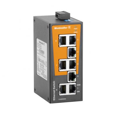 WEIDMULLER IE-SW-BL08-8TX Przełącznik sieciowy (prosty), niezarządzany, Fast Ethernet, Liczba portów: 8x RJ45, -10 °C...60 °C, IP30 1240900000 /1szt./ (1240900000)