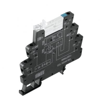 WEIDMULLER TRS 24VDC ACT Moduł przekaźnikowy, Wersja elementu, 24 V DC ±20 %, Zielona dioda LED, Dioda zwrotna, Zabezpieczenie przez pomieszaniem biegunów, 1 zestyk zwierny (A 1381900000 /10szt./ (1381900000)