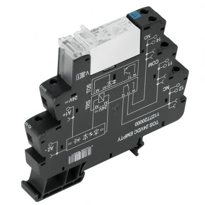 WEIDMULLER TRS 24VDC 1CO 16A Moduł przekaźnikowy, 24 V DC ±20 %, Zielona dioda LED, Dioda zwrotna, Zabezpieczenie przez pomieszaniem biegunów, 1 zestyk przełączny (AgNi) , 250 V A 1479680000 /10szt./ (1479680000)