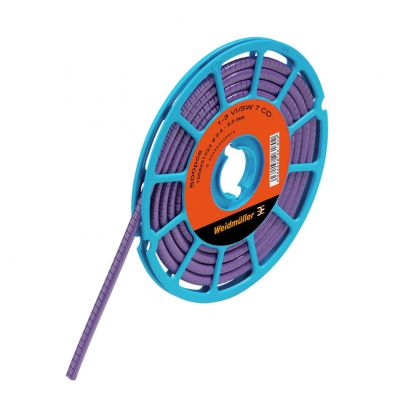 WEIDMULLER CLI C 1-3 VI/WS 7 CD System kodowania kabli, 2.5 - 5 mm, 4.2 mm, Nadrukowane znaki: Liczby, 7, PVC, miękkie, bez kadmu, fioletowy 1568251524 /500szt./ (1568251524)