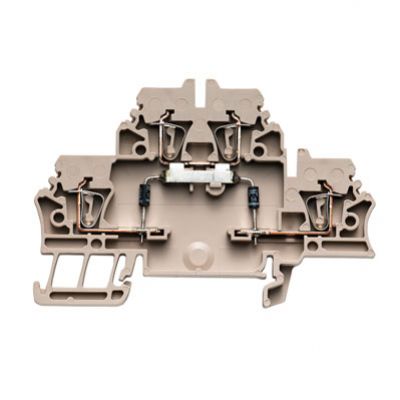 WEIDMULLER ZDK 2.5/D/4 Blok zaciskowy, złącze sprężynowe, 2.5 mm², 500 V, 10 A, dioda 1N 4007, dioda 1N 4007, TS 35, Ciemnobeżowy 1690040000 /50szt./ (1690040000)