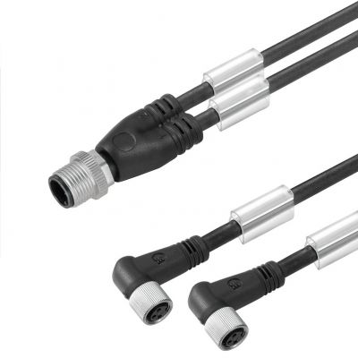 WEIDMULLER SAIL-ZW-M8BW-3-5.0U Przewód adaptera czujnika-siłownika (zmontowany), Kabel połączeniowy, M12 / M8, 3, 5 m, Podwójne okablowanie, pin, prosty, 2x gniazdo, kątowe, czarny 1964300500 /1szt./ (1964300500)