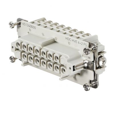 WEIDMULLER HDC HVE 6+2 FT CtH Wkład styku (złącza przemysłowe), złącze żeńskie, 830 V, 20 A, Liczba biegunów: 8, złącze sprężynowe, Wielkość konstrukcyjna: 6 1967240000 /1szt./ (1967240000)