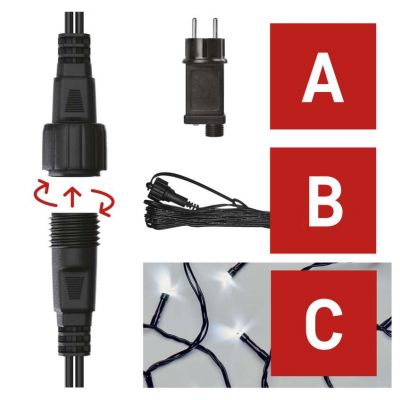 Lampki choinkowe Standard zestaw zasilacz + 100LED 10m zimna biel IP44 timer EMOS (D1AC01)