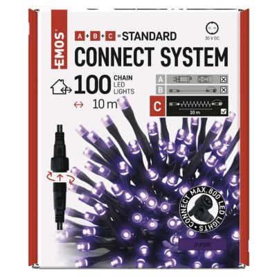Lampki choinkowe łączone Standard 100 LED 10m fioletowy IP44 timer EMOS (D1AF01)