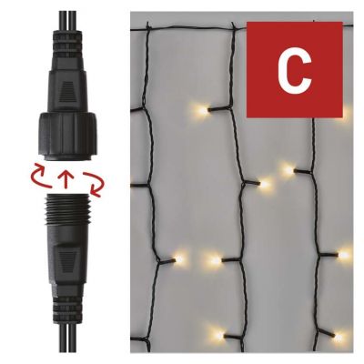 Lampki choinkowe łączone Standard kurtyna 100LED 1x2 m ciepła biel IP44 timer EMOS (D1EW01)