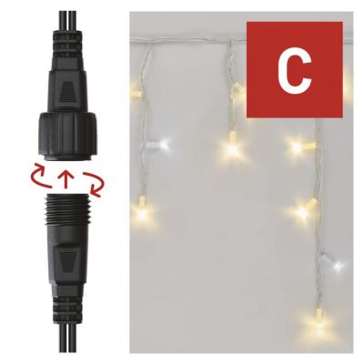 Oświetlenie łączone Profi sople 50LED 3m ciepła+zim biel biały błysz przewód IP44 timer (D2CN02)