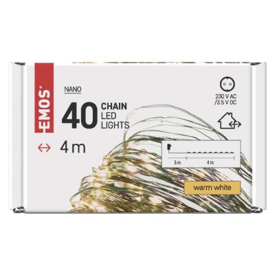Lampki świąteczne nano łezki 4m 40 LED ciepła biel IP44 timer EMOS (D3AW03)
