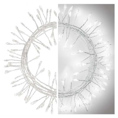 Lampki świąteczne 100LED small nano łezki jeżyk, 2,4m 3xAA zimna biel  IP20 timer EMOS (D3FC01)