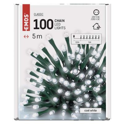 Lampki choinkowe klasyczne 100 LED 5m zimna biel IP20 EMOS (D4GC02)