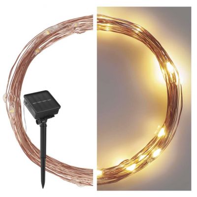 Lmpki świąteczne 120 LED nano łezki z panelem solarnym, miedź, 12 m, IP44, ciepła biel, timer D3ZW01 EMOS (D3ZW01)