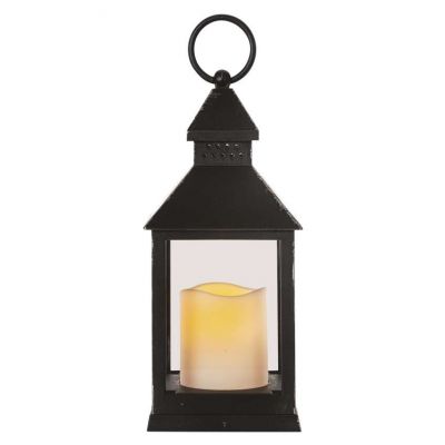 Lampion 1 LED świeczka czarny 24 cm 3x AAA vintage IP20 timer EMOS (DCLV02)