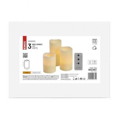 Świece woskowe LED okrągłe 9xAAA vintage timer 3szt IP20 pilot EMOS (DCCV07)