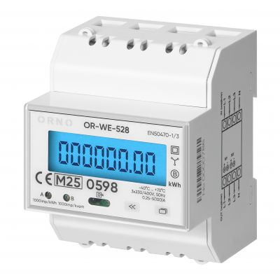 3-fazowy licznik energii elektrycznej, 100A, MID, 4 moduły, DIN TH-35mm (OR-WE-528)