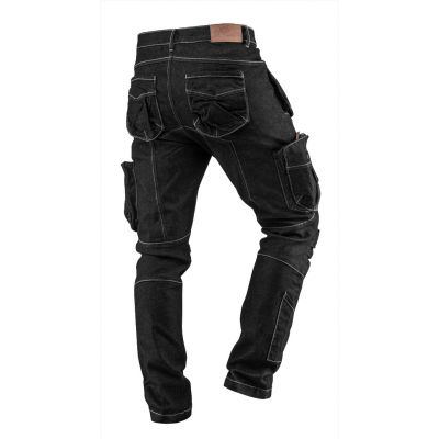 Spodnie robocze jeans denim 5-kieszeni czarne do pasa bawełna L/52 NEO GTX (81-233-L)