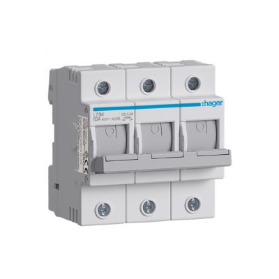 Modułowy rozłącznik bezpiecznikowy poziomy D02 3P 63A 400VAC 110/220VDC L73M HAGER (L73M)