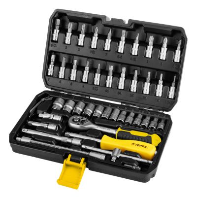Klucze nasadowe 1/4" zestaw 46szt, TOPEX 38D640 GTX (38D640)