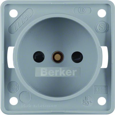 BERKER Integro Flow Gniazdo bez uziemienia z podwyższoną ochroną styków szary 961942506 HAGER (961942506)