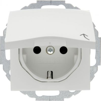 BERKER B.X/S.1 Gniazdo SCHUKO z uziemieniem z pokrywą z przesłoną styków biały 47448989 HAGER (47448989)