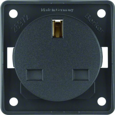 BERKER Integro Flow Gniazdo z uziemieniem Standard bryt. z podwyższoną ochroną styków antracyt 962622505 HAGER (962622505)