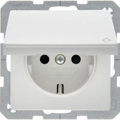 BERKER Q.x Gniazdo SCHUKO kompletne z pokrywą biały aksamit 47516089 HAGER (47516089)