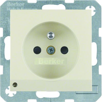 BERKER B.Kwadrat Gniazdo z uziemieniem i podświetleniem orientacyjnym LED krem 6765108982 HAGER (6765108982)