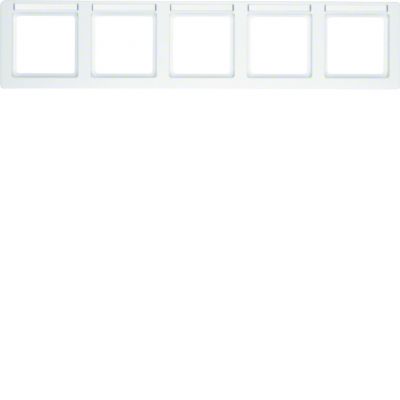 BERKER Q.1 Ramka pięciokrotna pozioma z polem opisowym biała aksamit 10256019 HAGER (10256019)