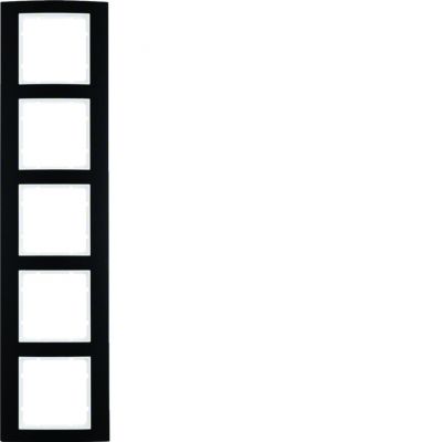 BERKER B.3 Ramka pięciokrotna aluminium czarna/biała 10153025 HAGER (10153025)