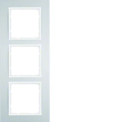 BERKER B.3 Ramka potrójna aluminium/biała 10133904 HAGER (10133904)