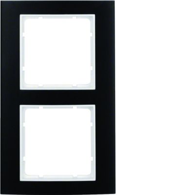 BERKER B.3 Ramka podwójna aluminium czarna/biała 10123025 HAGER (10123025)