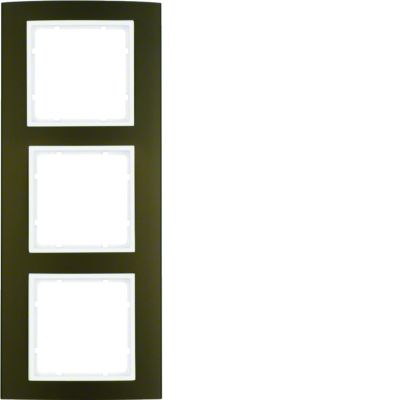 BERKER B.3 Ramka potrójna aluminium brązowa/biała 10133021 HAGER (10133021)