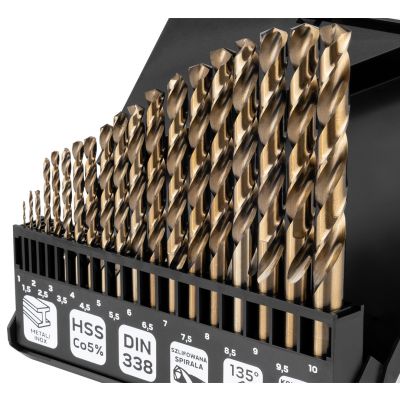 Wiertła do metalu HSS-CNC 124° "Pro-Tec" 1,0-10,0mm zestaw 19szt, GRAPHITE 55H089 GTX (55-089)