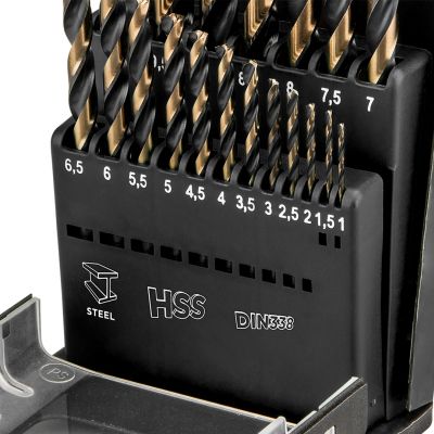 Wiertła do metalu HSS-CNC 124° "Pro-Tec" 1,0-10,0mm zestaw 19szt, GRAPHITE 55H089 GTX (55-089)
