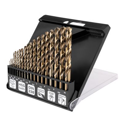 Wiertła do metalu HSS-CNC 124° "Pro-Tec" 1,0-10,0mm zestaw 19szt, GRAPHITE 55H089 GTX (55-089)