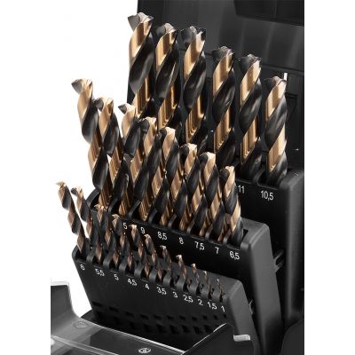 Wiertła do metalu HSS-CNC 124° "Pro-Tec" 1,0 - 13,0mm zestaw 25szt, GRAPHITE 55H090 GTX (55-090)