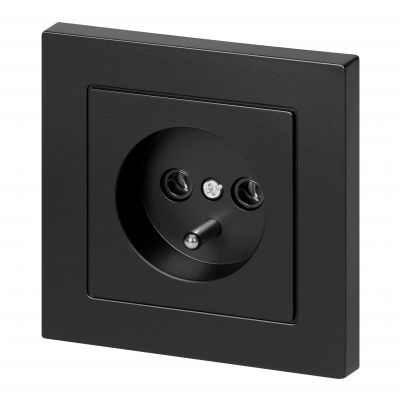 Gniazdo pojedyncze podtynkowe 2P+Z Malta, 16A, 250V, PT-16M, czarny mat (FMS-105/B)