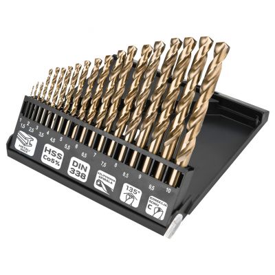 Wiertła do metalu HSS-Co 1,0-10,0mm zestaw 19szt, GRAPHITE 57H089 GTX (57-089)